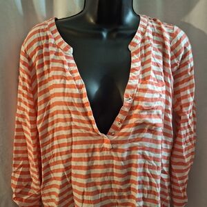 Motherhood Maternity Coral and White Striped Top